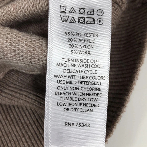 2/$30 TAHARI Sweater Size Medium Zebra Print Wool Blend Tan Brown Crewneck - Picture 10 of 16